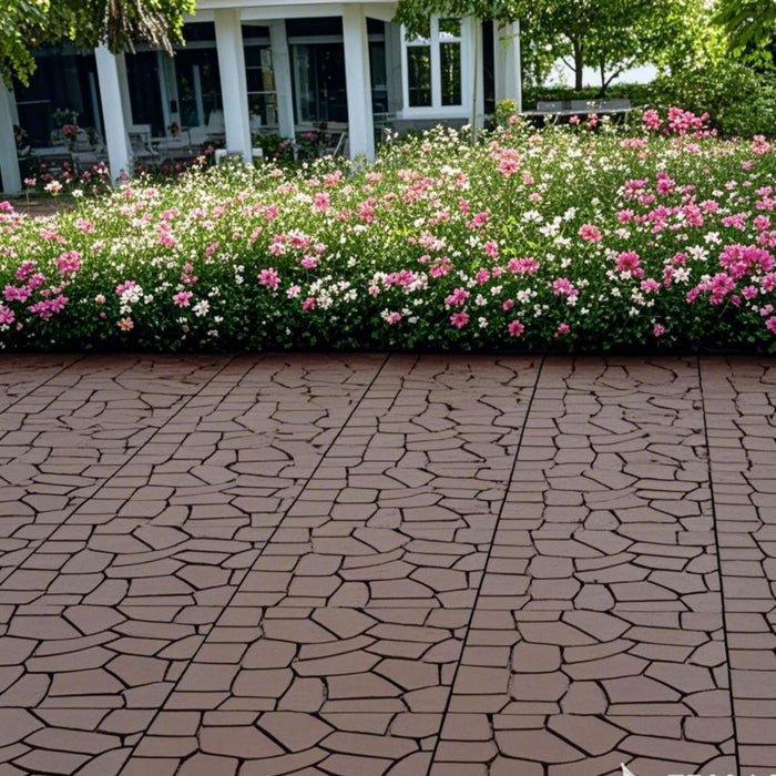 Stone Texture Interlocking Patio Deck Tiles, 44 Pieces