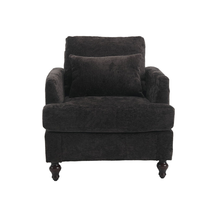 Modern Mid Century Wood Frame Armchair With Tufted Design