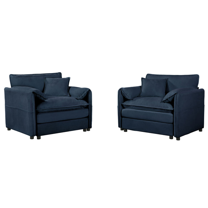 Modern Oversized Accent Chair, Comfy Single Sofa With Large Seat (Set of 2)