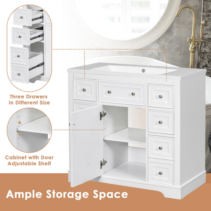 Modern Bathroom Vanity Base Only With 1 Cabinet And 6 Drawers