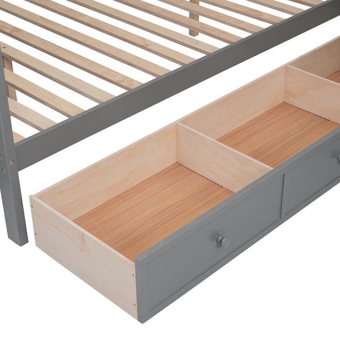 L Shaped Bunk Bed With 3 Drawers, Portable Desk And Wardrobe