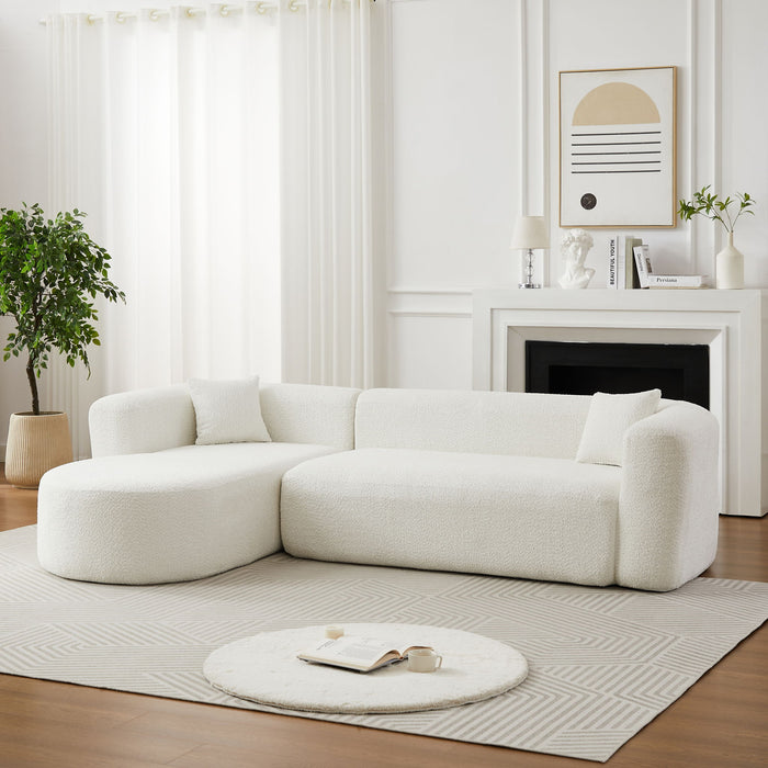 L - Shape Boneless Cloud Couch With 2 Throw Pillows For Living Room