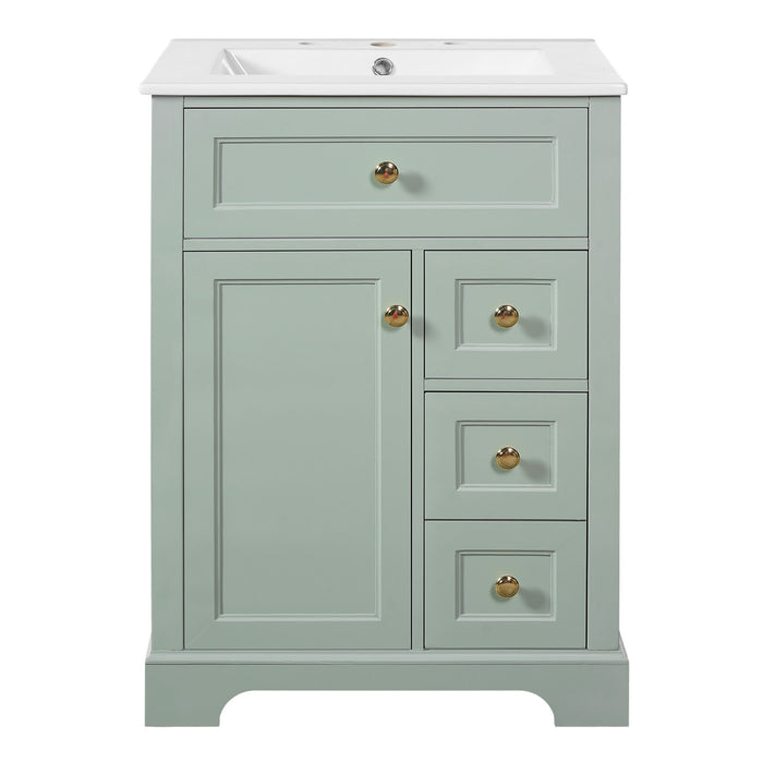 Modern Bathroom Vanity With Sink, 3 Drawers & Cabinet With 2 Tier Door Storage