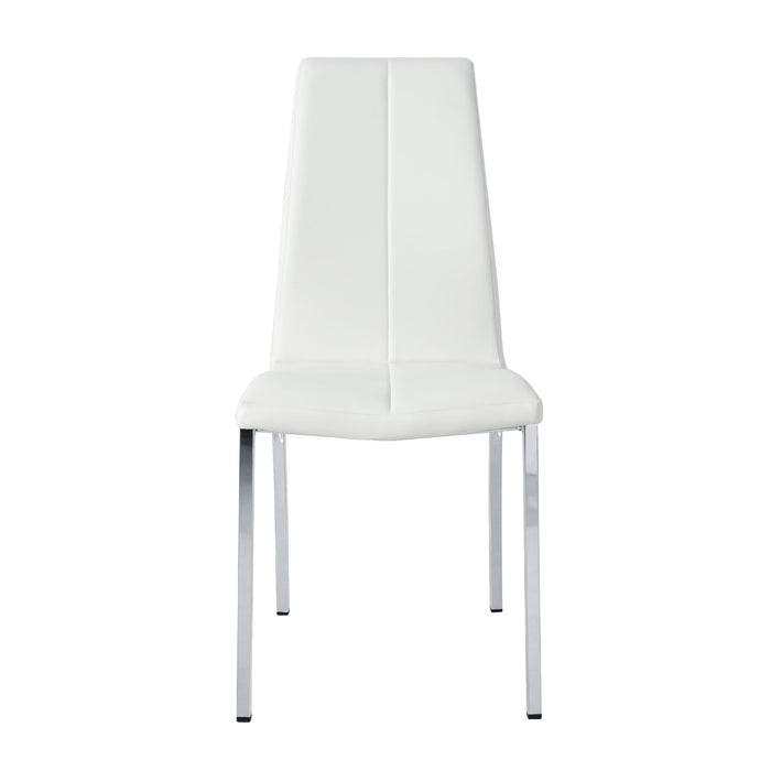 Modern Upholstered Dining Chair (Set of 4) With Electroplated Metal Legs - White