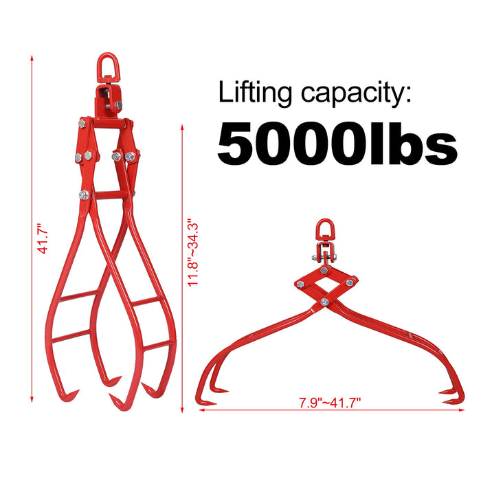 Heavy-Duty 4 Claw Timber Log Lifting Tongs Grabber
