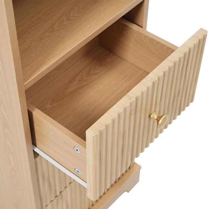 Tall Bathroom Cabinet With 1 Door, 3 Drawers, Open Storage - Wood