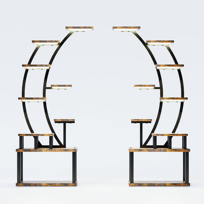9 Tiered Indoor Plant Stand With 5 Adjustable Grow Lights