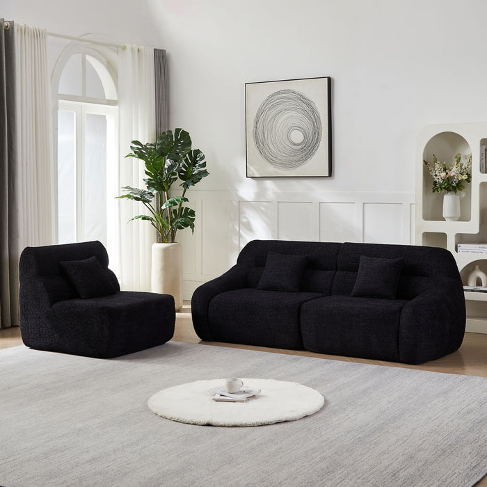 Luxury Curved Corner Sectional Sofa With 4 Pillows