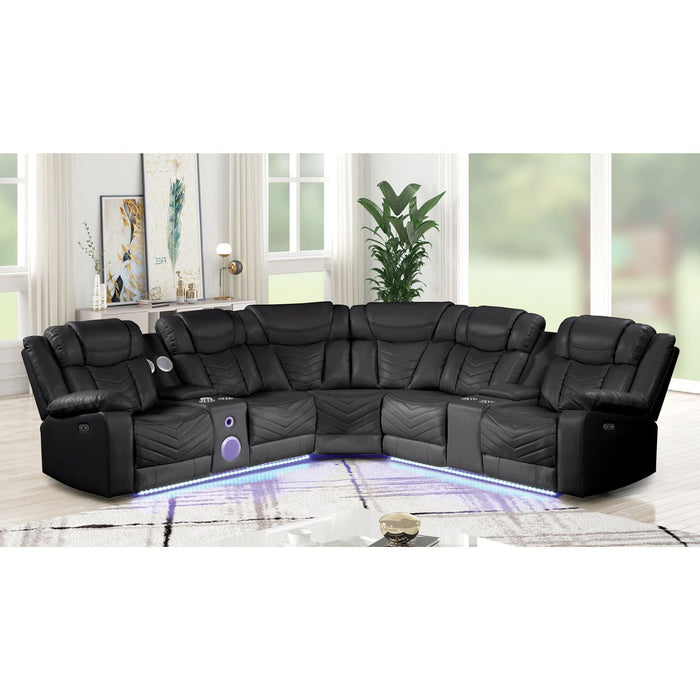 Challenger - Recliner Sectional Sofa, Built In USB, C Ports & Bluetooth