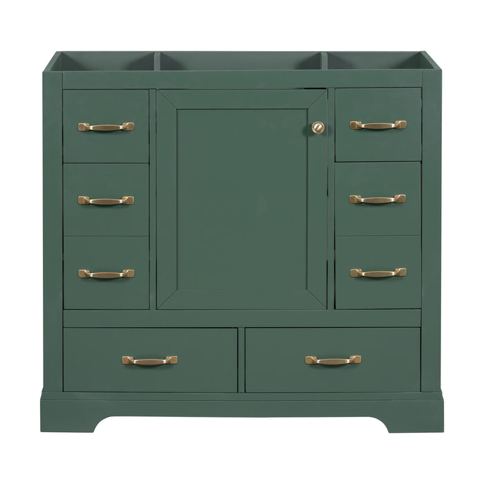 Modern Bathroom Vanity Base Only, 6 Drawer Storage With Adjustable Shelf