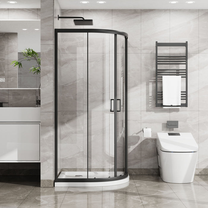 Corner Shower Door With Double Sliding - Matte Black