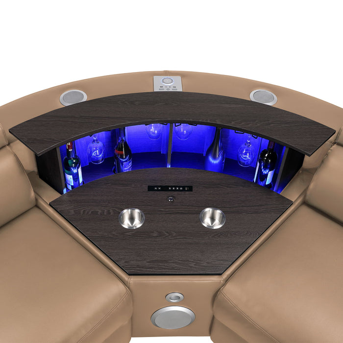 Nova - Sectional With Bluetooth Speaker, LED And Lifting Wine Cabinet