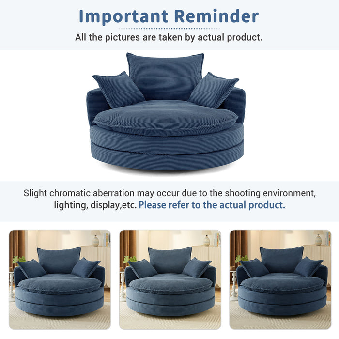 360° Swivel Accent Barrel Chair With Dual Layer Cushion And 3 Removable Pillows