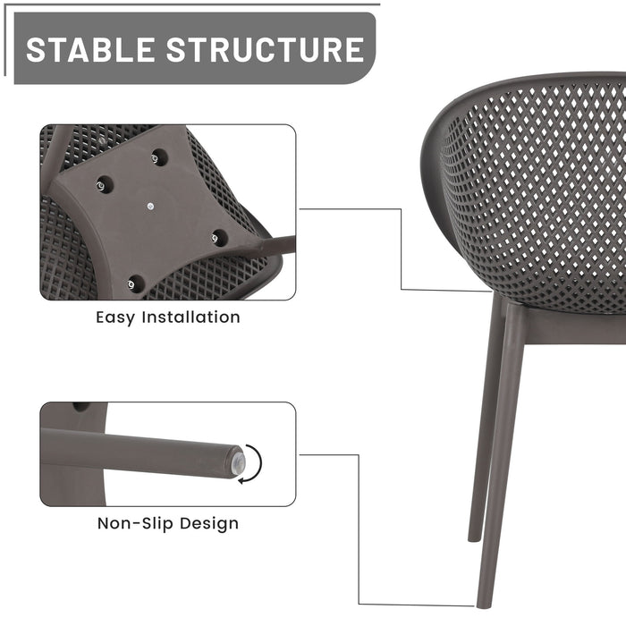2 Piece Durable Single Chair With Mesh Hollow Out Design