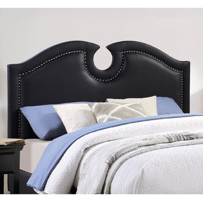 California King Size Bed With Nailhead Trim And Cut Out - Black