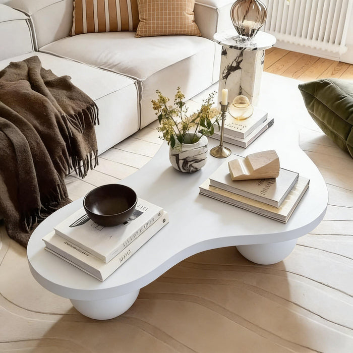 Cloud Shaped Coffee Table With 3 Ball Legs For Living Room