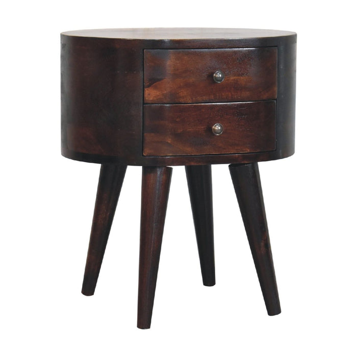 Rounded Bedside Table - Walnut
