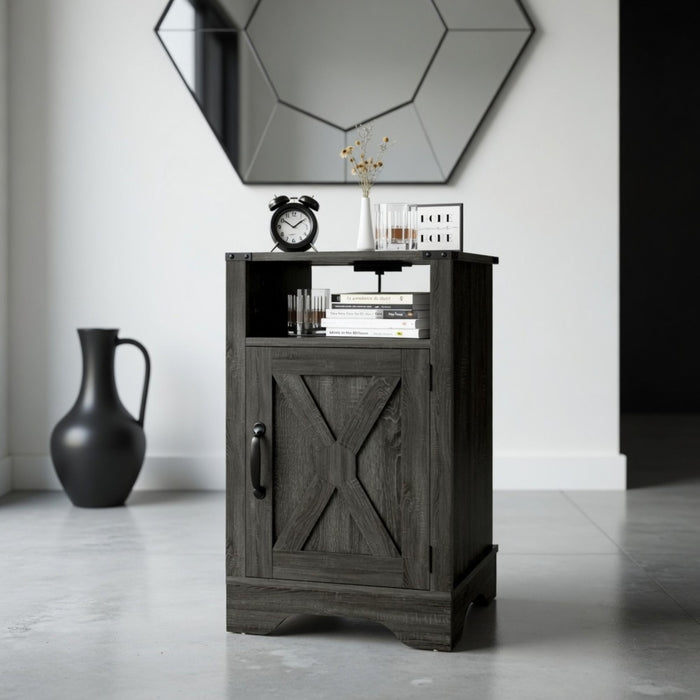 Farmhouse Nightstand, Charging Station & Storage