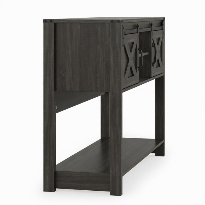 Farmhouse Entryway Table With Sliding Barn Door