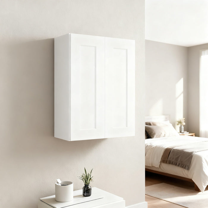 Shaker Wall Cabinet With Soft Close Hinges, Adjustable Shelves, Double Door