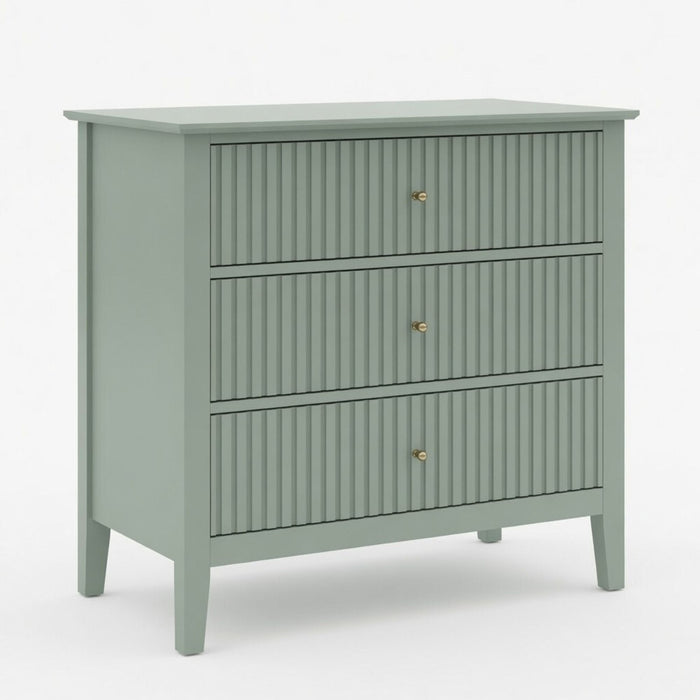 Fluted 3 Drawer Nightstand With Soft Close Slides