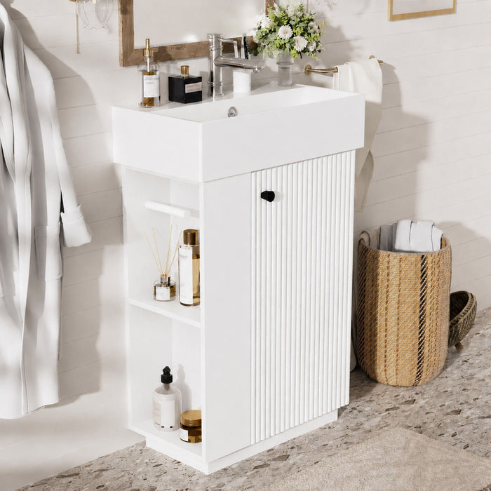 Bathroom Vanity With Sink, Freestanding Wood Grain Cabinet With Storage