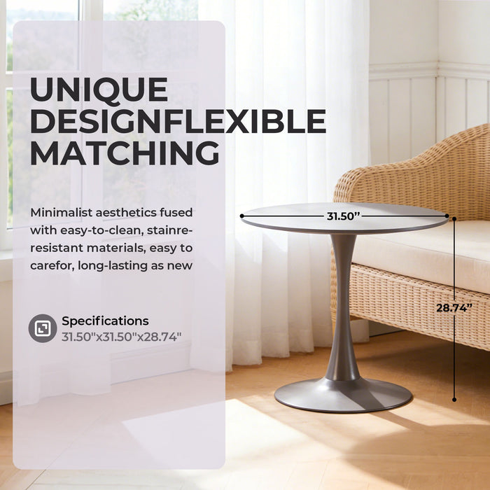 Mid-Century Tulip Table With Round Top, Pedestal Base