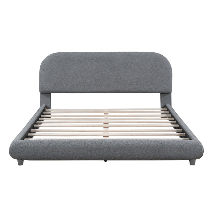Upholstered Platform Bed With Thick Solid Frame And Stylish Curve-Shaped Design