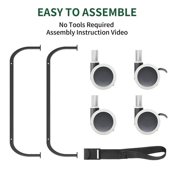 Twin Extra Long Folding Bed For Tall People, Heavy-Duty Rollaway Guest With Memory Foam Mattress - Black