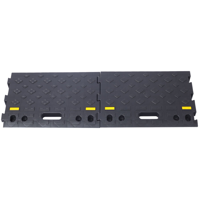 Heavy Duty Plastic 4" High Portable Automotive Curb Ramp For Cars & Wheelchairs Interlocking Design - Black