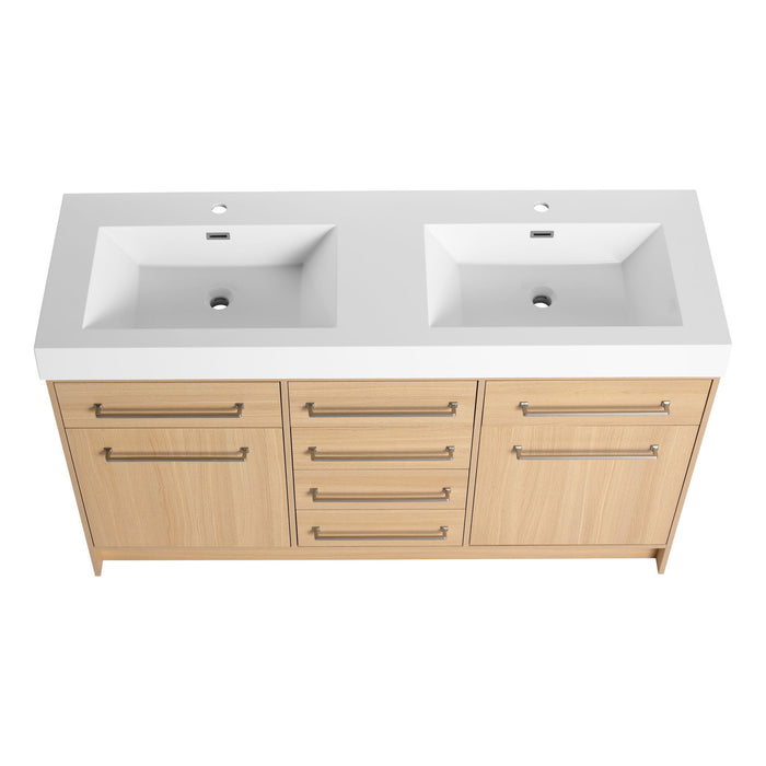 Freestanding Bathroom Vanity With Resin Sink, Soft-Closing Doors And Drawers
