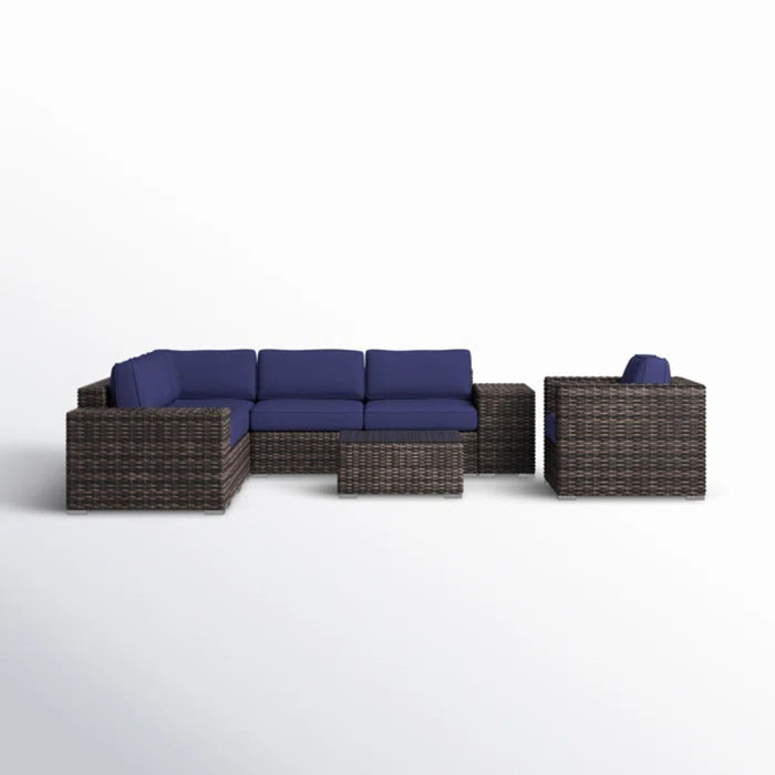 Wicker Seating Group Set With Table And Cushions