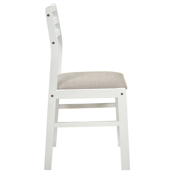 Cliff - 3 Piece Round Drop Leaf Dining Table Set With Ladderback Chairs - White