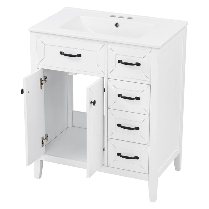 Bathroom Vanity With Sink, Freestanding Design, Soft Close Doors & Drawers - White