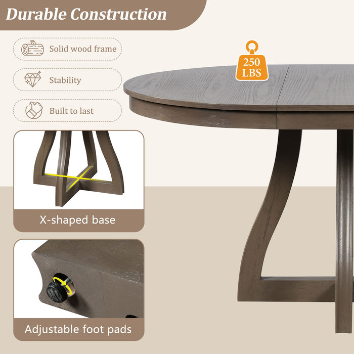 Round Extendable Dining Tabl, Middle Leaf, Curved Legs