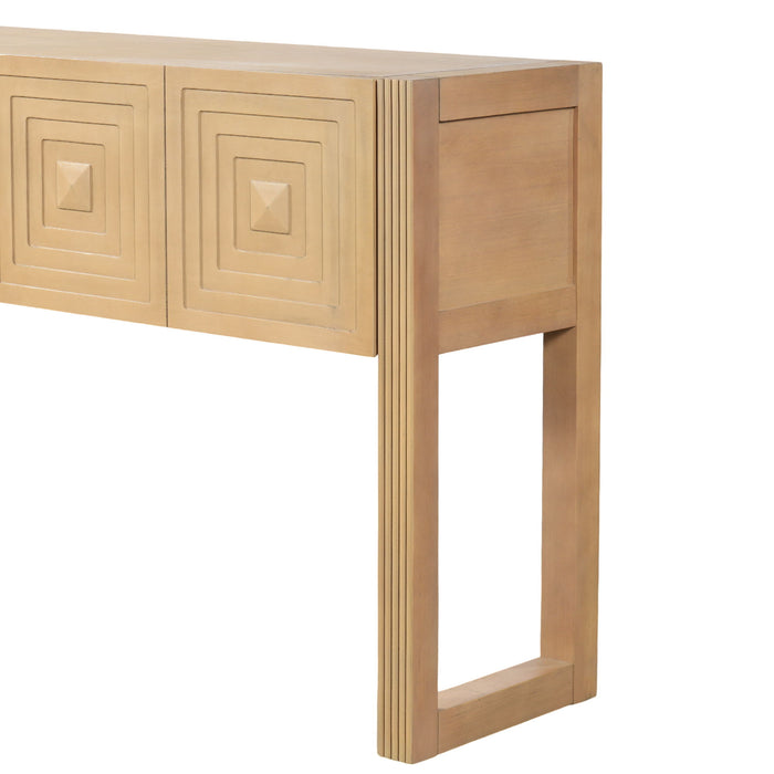 Geometric Carved Console Table With 3 Soft Close Drawers