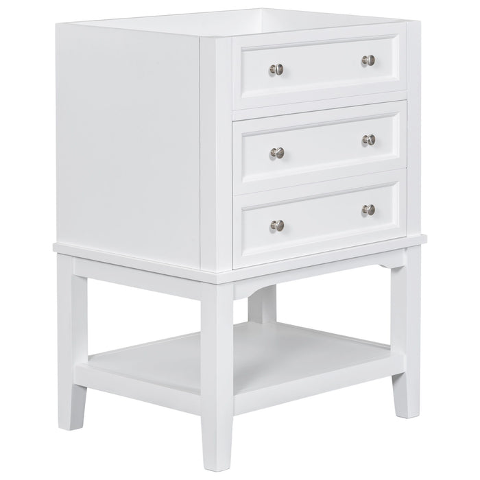 24" Bathroom Vanity Without Sink, Base Only, Storage Cabinet With Drawer And Open Shelf - White