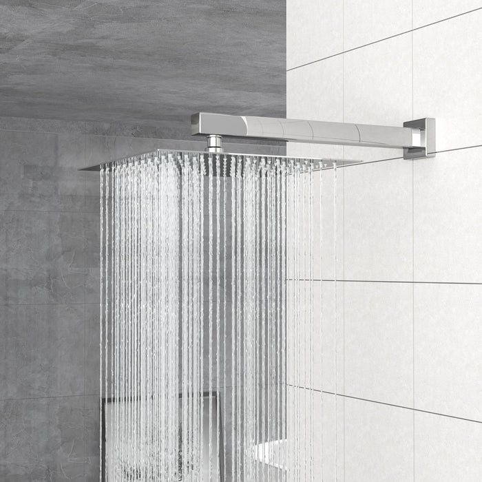 Dual Shower Head System With Square Rain Shower And Rough In Valve