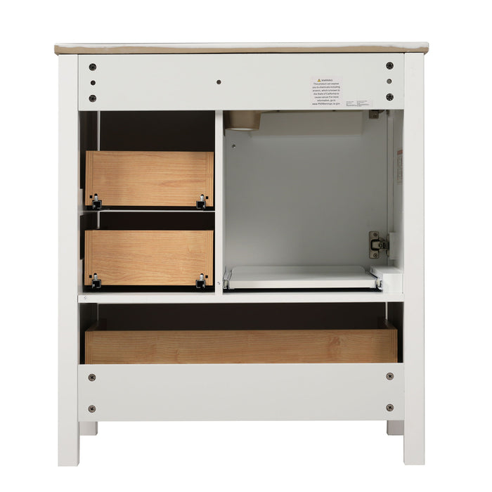 Modern Bathroom Vanity With Ceramic Sink, Solid Frame And Storage Solutions