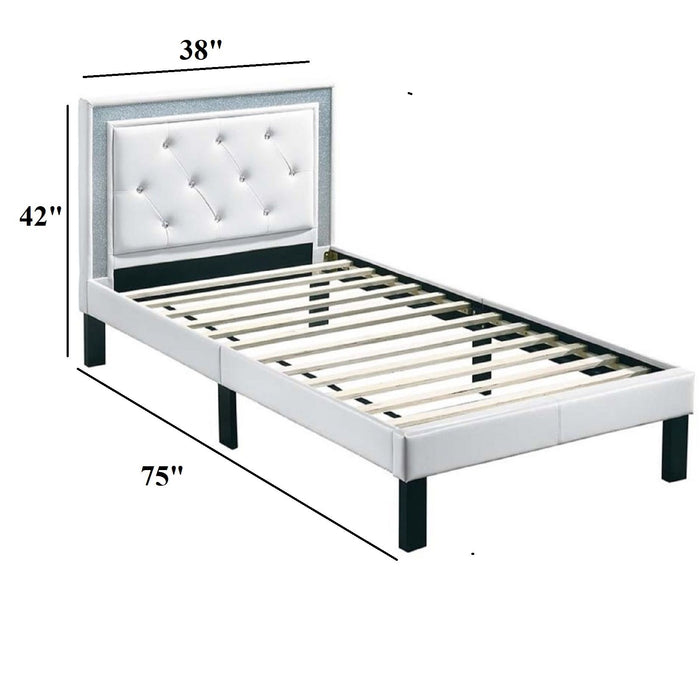 Glamours Style Bed With Diamond Tufted Padded Headboard
