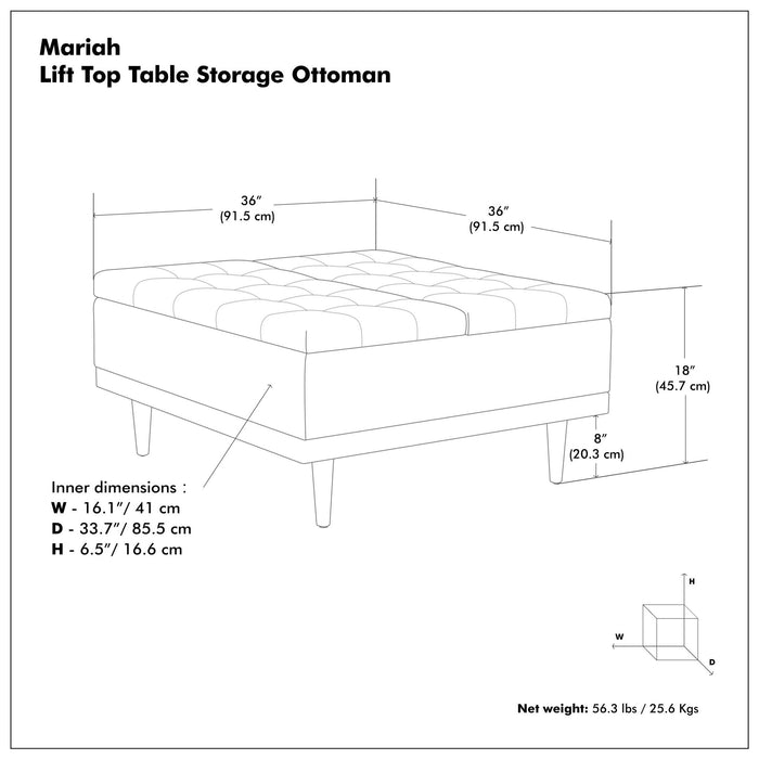 Mariah - Upholstered Lift Top Table Storage Ottoman