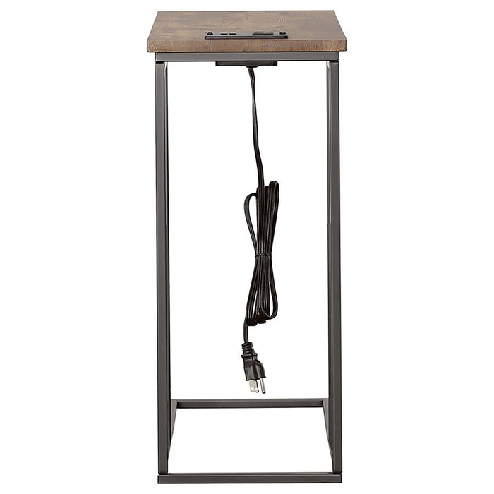 C-Shape Snack Table With USB And Power Outlet - Brown