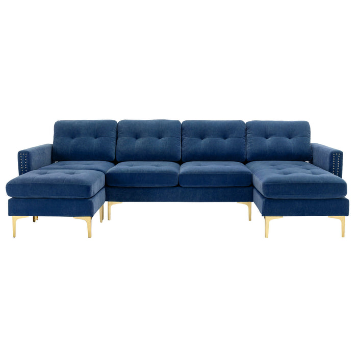 Modern L - Shape Convertible Sectional Sofa With Movable Ottoman