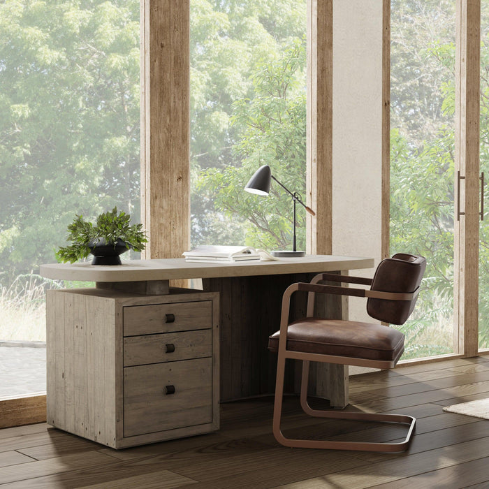 Angus - Solid Wood Desk - Antique White / Distressed Gray