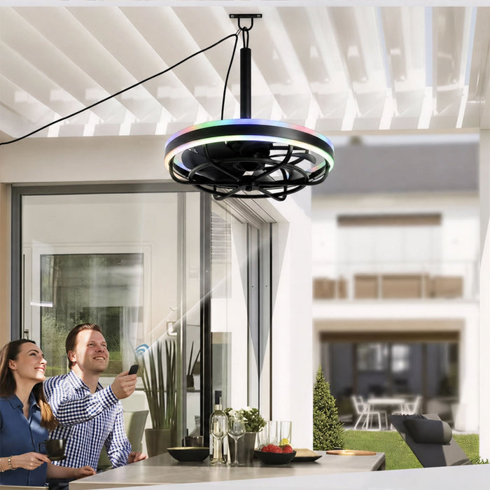 Ceiling Fan Light LED Light Source And Remote Control, 3000 - 6500K Dimmable LED Fan Light, 6 Speeds, For Living Room - Matte Black
