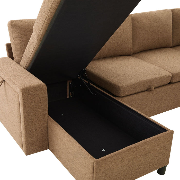 U - Shaped Convertible Sectional Sofa Bed With Storage, USB Charger & Cup Holders