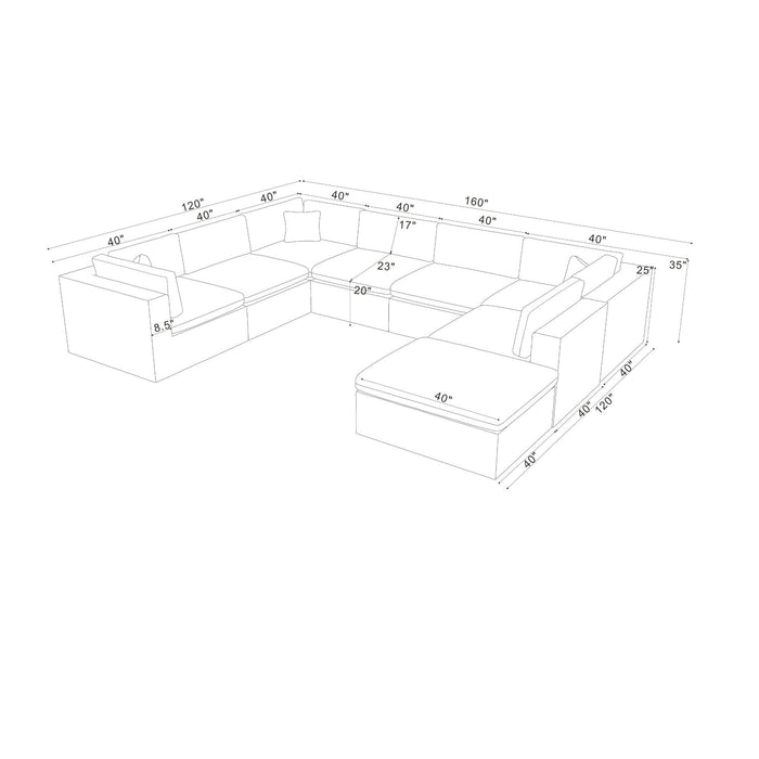 Custom Configuration Modular Sectional & Toss Pillows