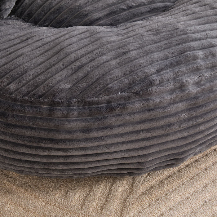 Oversized Bean Bag Chair With 3 Pillows & Armrest - Dark Gray