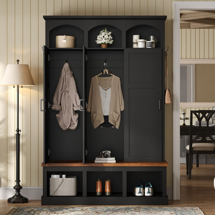 Classic Arched Design Hall Tree With 3 Hidden Storage