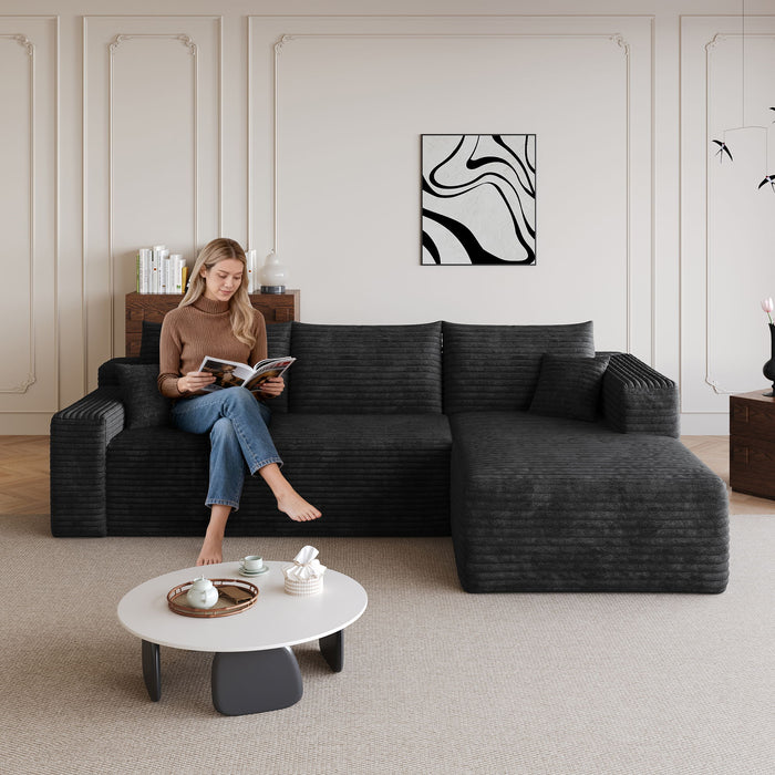 Cloud Sectional Sofa, Comfort U-Shaped Sofa For Living Room - Black